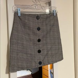 Honey Punch Black & White Plaid Mini Skirt